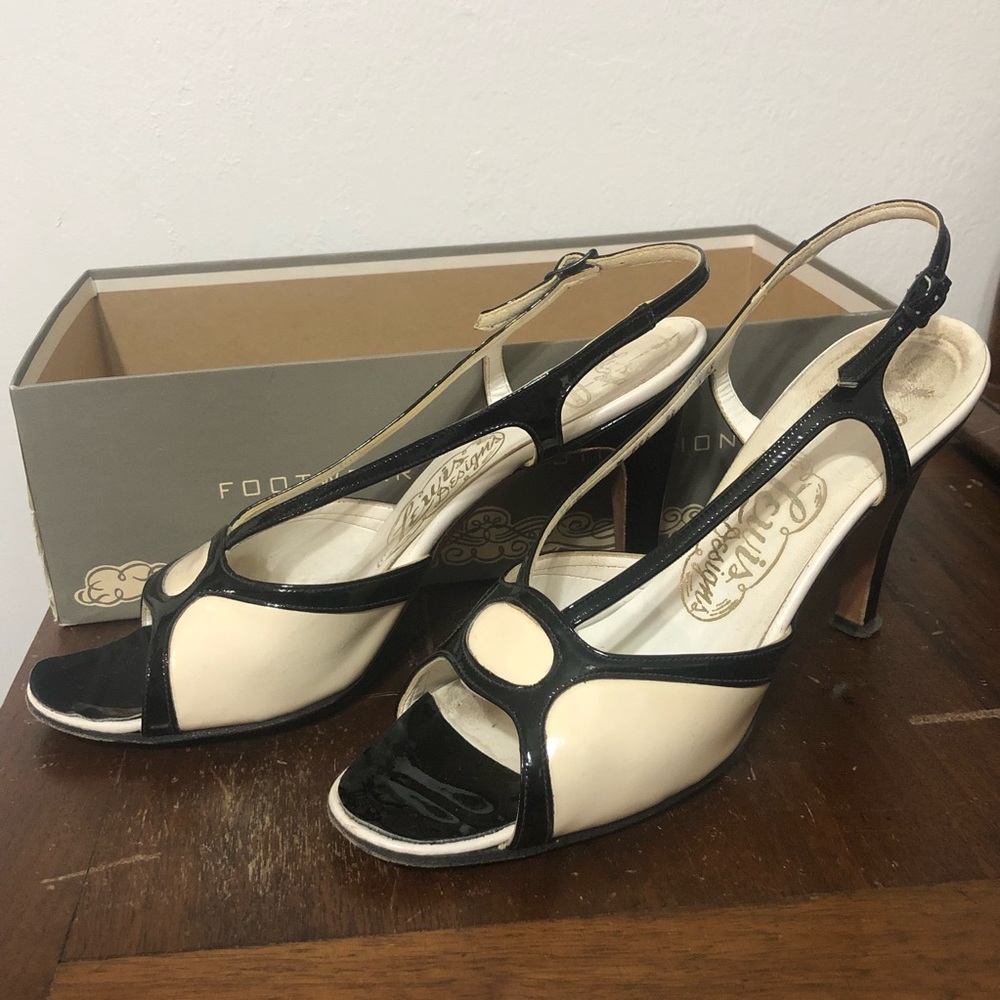 VTG MOD 60s patent leather heels twiggy pinup 6.5